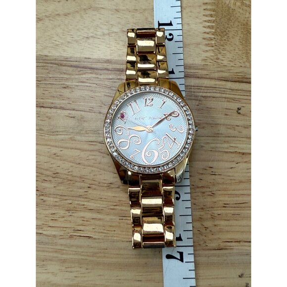 Betsey Johnson Womens Gold Watch With Crystal Bezel & Large Numbers NOT TESTED - Picture 5 of 9